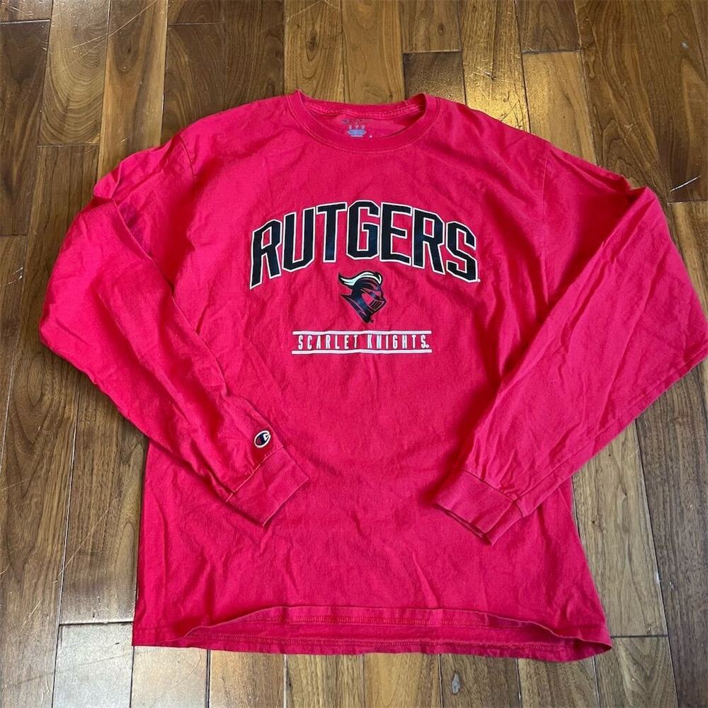 Champion Rutgers Scarlet Knights Men's Long Sleeve Red T-Shirt Size L
